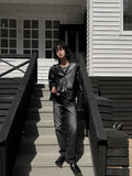 Lidore Metal Button Leather Jacket