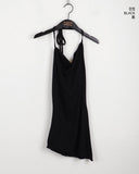 Cheater Draped Halter Strap Long Sleeveless