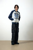 DOODLE HEART RAGLAN SWEAT ZIP UP HOODIE