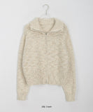 Nubin Mix Color Knit Zip-Up Cardigan