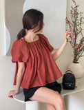 Melen Square Neck Puff Blouse