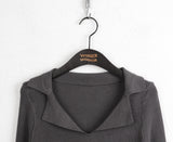 Revol V-neck color matching ribbed long sleeve knit