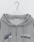 Cohidden Embroidery Printing Two-Way Over Hood Zip-Up