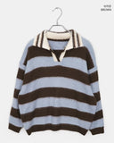 Keru stripe color matching collar knit
