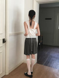 cosh punching see-through ribbon sleeveless blouse