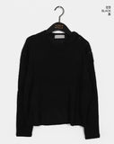 Miken shoulder slit button wool long sleeve T-shirt