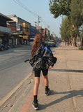 Chamber Color Matching Balloon Leather Jacket
