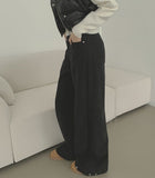 Bonding Brushed Corduroy Hem Snap Wide Balloon Banding Pants
