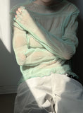 Torsion Smoke Shirring Sheer See-Through T-shirt