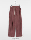 Rich banding wide corduroy pants