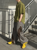 Nylon Two-Tone Curve Line Pants