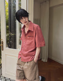 Karen Button Check Crop Short Sleeve Shirt