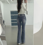 Back Pocket Slim-Fit Bootcut Span Denim Pants