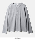 Textured Henley Neck Long Sleeve T-Shirts