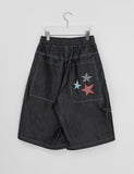 Stind Star Patch Raw Bermuda Pants