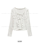 Ropi Pocket Cutting Sleeveless Cardigan Set