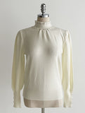 Genuine Pearl Slit Frill Turtleneck Knit