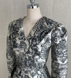 [PREMIUM] Dear Toile Pattern Puff Collar Jacquard Long One Piece (Belt Set)