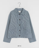Hokuri Pocket Collar Check Crop Jacket