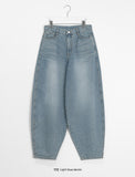 Hemin Light Blue Balloon Wide Denim Pants