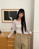 Nini Lettering See-Through Long Sleeve T-Shirt