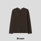 Deli Muscle Fit Henley Neck Long Sleeve T-Shirt