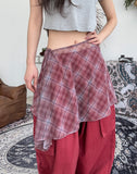 Ellie Layered Check Wrap Skirt
