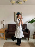 Kaol Stripe Dot Hood Short Sleeve Tee