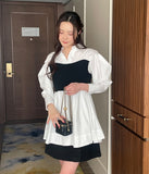 Moileen Layered Knit Shirt Blouse