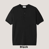 Koiz henley neck wrinkle short sleeve t-shirt