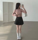A-Line Pleats Mini Side Zipper Skirt Pants