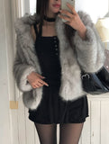 [Lining Quilting] Celan Hairy Fur Collar Jacket