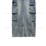 Tin washed strap cargo denim