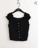 Roba Embossed Pearl Button Short Sleeve Blouse