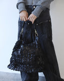 Flower patch leather shoulder bag
