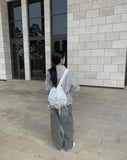 Greek Washing Denim Wide Pants