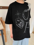 [unisex] Grocky heart printing over short sleeve tee