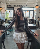 Hamel Ribbed Stripe U-Neck Long Sleeve
