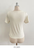 Kelly Unbalanced Drape Short Sleeve Tee-Blouse