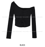 Precky One Shoulder Ribbed Cardigan