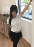 Hijet Shirring Pleated Under Slit Layered Banding Long Leggings Pants