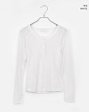 Laju RIb Button Round Neck Long Sleeve T-Shirt