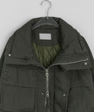 [unisex] Cotino two-way string quilted high neck pocket field jacket