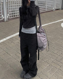 Kaya Black Pintuck Wide Pants