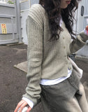 Heri V Ribbed Knit Cardigan