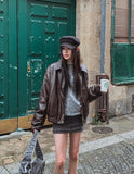 One de lock patch embroidery leather jumper