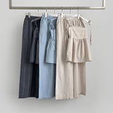 Striped flare string sleeveless wide banding pants two-piece