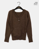 Golds Heart Button Pocket Hooded Knit