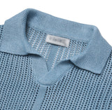 Open collar mesh knit