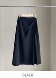 Jayro Shirring Pin Tuck Flare Long Skirt
